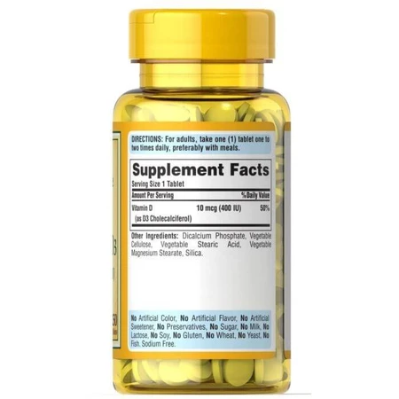 Вітамін Д3, Vitamin D3, Puritan's Pride, 400 МО, 250 таблеток: ціни та характеристики