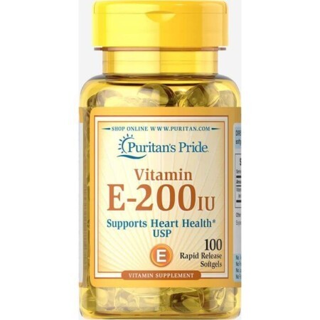 Витамин Е, Vitamin E, Puritan's Pride, 200 МЕ, 100 гелевых капсул