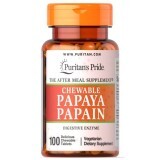 Травні ферменти папаїн, Papaya Papain, Puritan's Pride, 100 жувальних таблеток