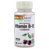 Витамин B12, 5000 мкг, вкус натуральной черной вишни, Solaray, 30 леденцов