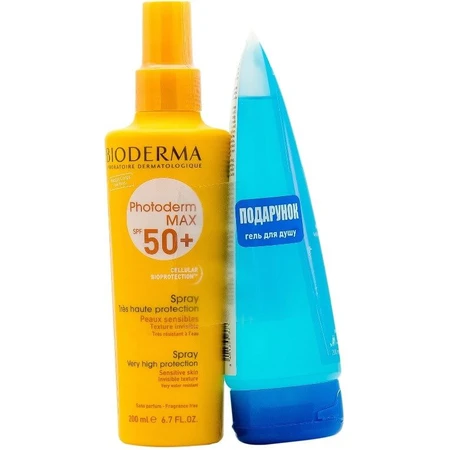 Набір Bioderma Photoderm Max SPF50+ Sun Spray, 200 мл та гель для душу Bioderma Atoderm Shower Gel, 200 мл: ціни та характеристики
