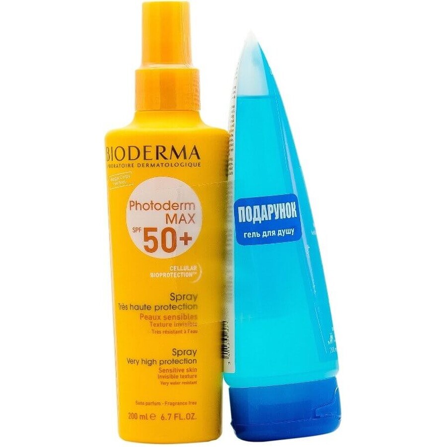 Набір Bioderma Photoderm Max SPF50+ Sun Spray, 200 мл та гель для душу Bioderma Atoderm Shower Gel, 200 мл: ціни та характеристики