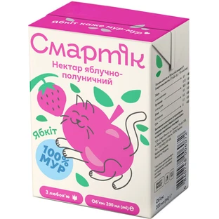 Нектар Смартик Яблочно-клубничный, 200 мл