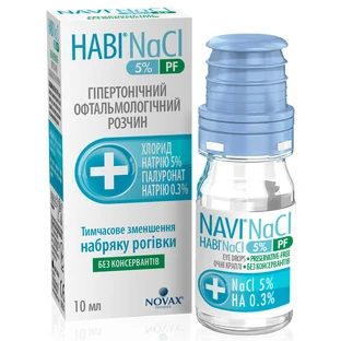Наві NaCl 5% PF краплі очні розчин офтальмологічний гіпертонічний для зменшення набряку рогівки флакон, 10 мл