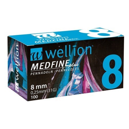Иголки Wellion для инсулиновых шприц-ручек 8 мм, №100