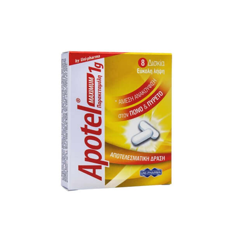 Apotel maximum 1г № 8 таблеток, діюча речовина: парацетамол: ціни та характеристики