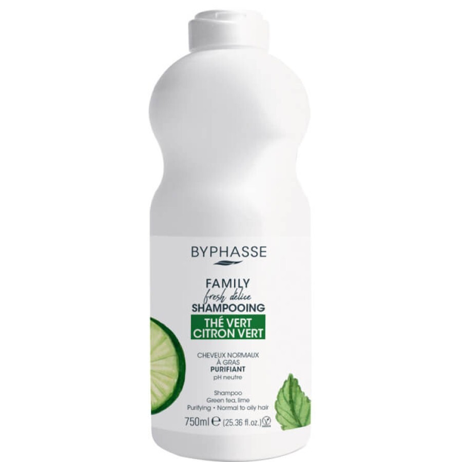 Шампунь для нормального та жирного волосся BYPHASSE (Біфаз) Family Fresh Delice з лаймом та зеленим чаєм 750 мл: ціни та характеристики