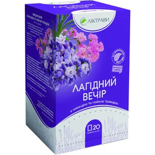 Фиточай ласковый вечер покой с ароматом чайной розы и лаванды в фильтр-пакетах по 1,5 г 20 шт