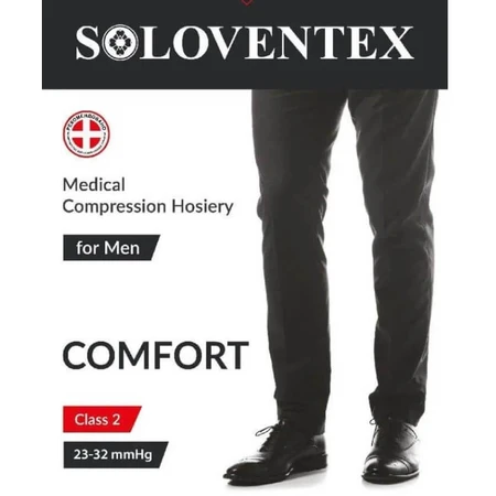 Панчохи чоловічі Soloventex Comfort з відкритим носком 2 клас компресії, розмір L, високі, беж: ціни та характеристики
