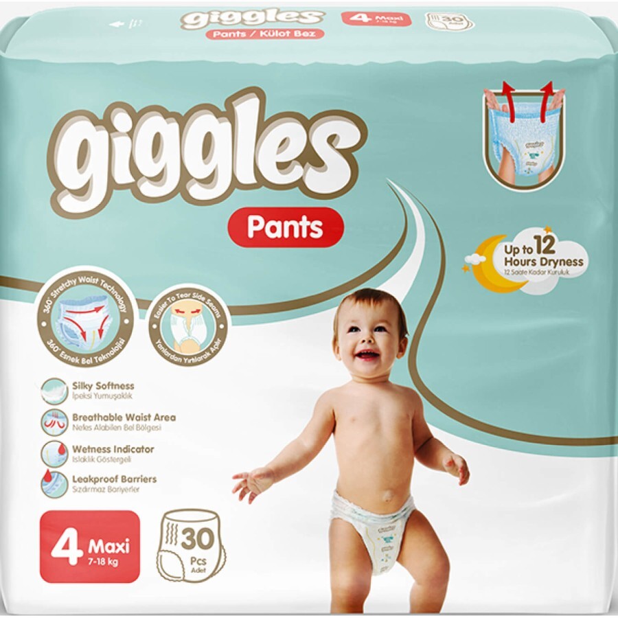 Подгузники-трусики для детей GIGGLES (Гигглс) Maxi (Макси) 4 от 7 до 18 кг 30 шт: цены и характеристики