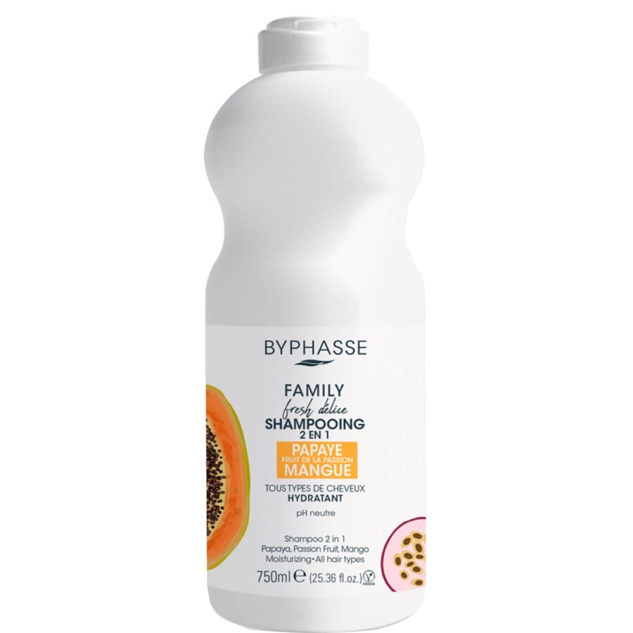 Шампунь для всех типов волос BYPHASSE (Бифаз) Family Fresh Delice 2 в 1 папайя, маракуйя, манго 750 мл: цены и характеристики
