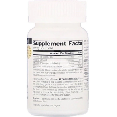 Железо, Advanced Ferrochel, Source Naturals, 180 таблеток: цены и характеристики