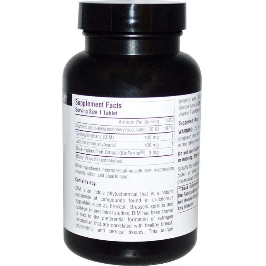Диіндолілметан, DIM, Source Naturals, 100 мг, 60 таблеток.: ціни та характеристики