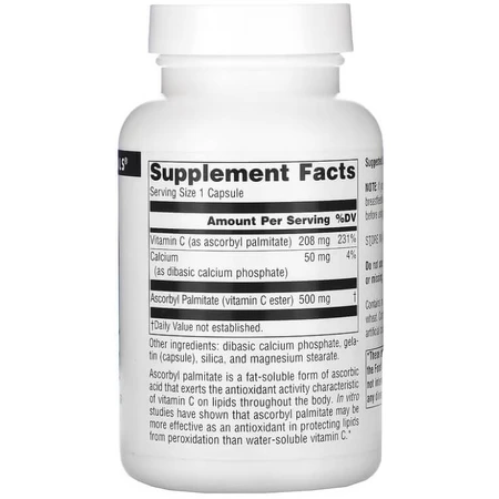 Аскорбил пальмитат, Source Naturals, 500 мг, 90 капсул: цены и характеристики