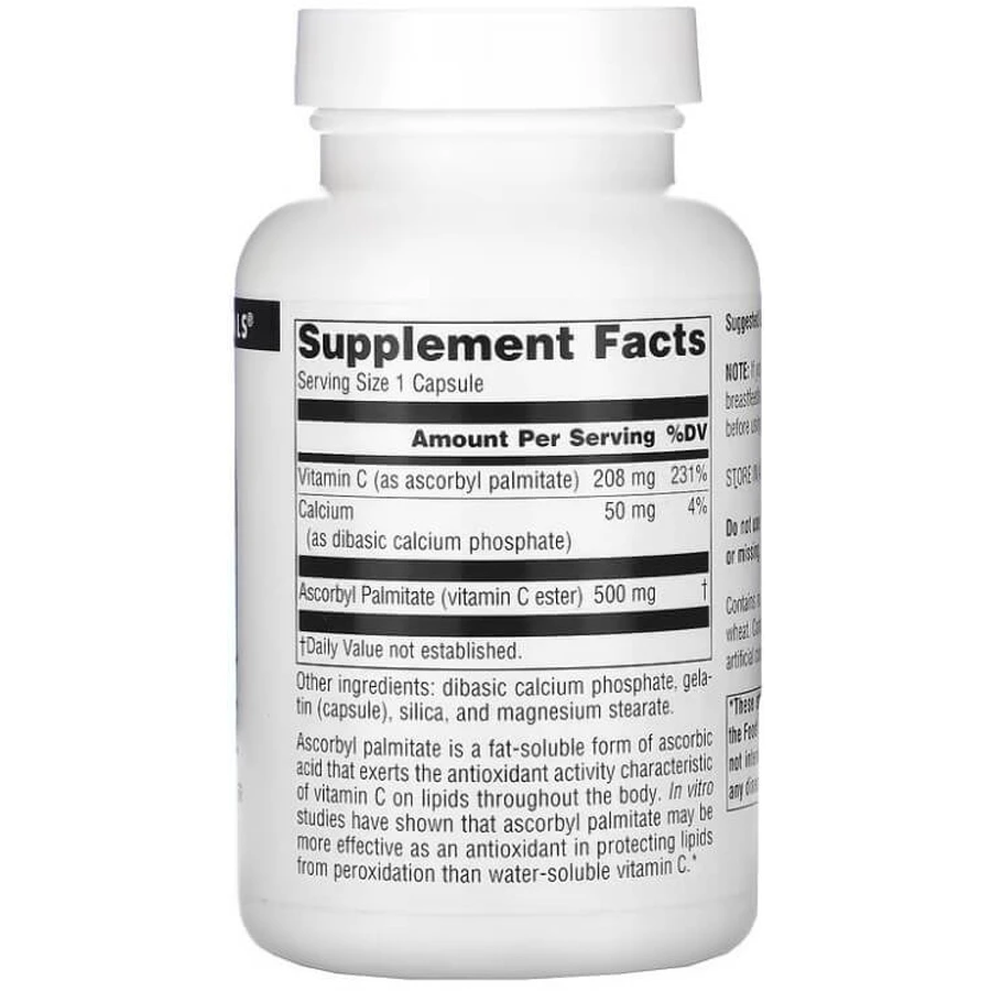 Аскорбил пальмитат, Source Naturals, 500 мг, 90 капсул: цены и характеристики