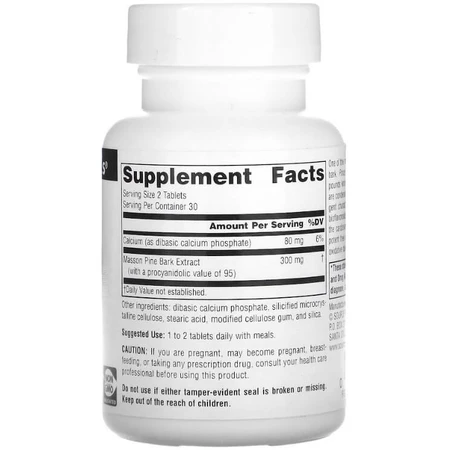 Пікногенол, Pine Bark Extract, Source Naturals, 60 таблеток: ціни та характеристики