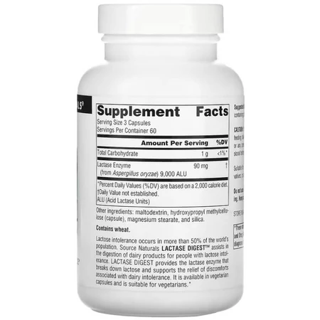 Лактаза (Lactase Digest), Source Naturals, 180 капсул: цены и характеристики