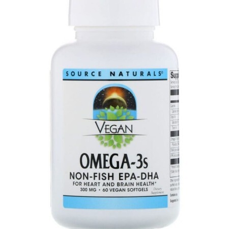 Омега-3, Omega-3S EPA-DHA, Source Naturals, для веганів, 300 мг, 60 кап.