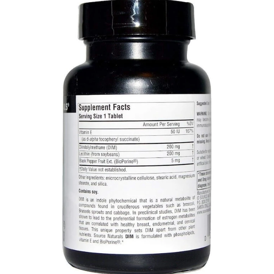 Диіндолілметан, DIM, Source Naturals, 200 мг, 60 таб.: ціни та характеристики