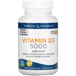 Витамин Д3 (апельсин), Vitamin D3, Nordic Naturals, 5000 МЕ, 120 капсул