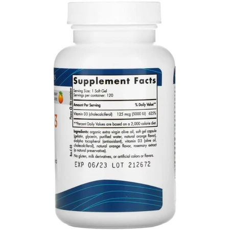Витамин Д3 (апельсин), Vitamin D3, Nordic Naturals, 5000 МЕ, 120 капсул: цены и характеристики