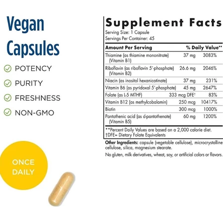 Комплекс вітамінів групи В, Vitamin B Complex, Nordic Naturals, 45 гелевих капсул: ціни та характеристики