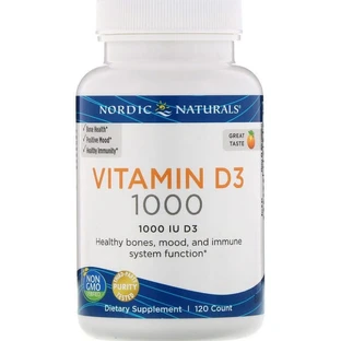 Вітамін Д3 (апельсин), Vitamin D3, Nordic Naturals, 1000 МО, 120 капсул