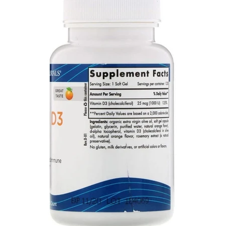 Вітамін Д3 (апельсин), Vitamin D3, Nordic Naturals, 1000 МО, 120 капсул: ціни та характеристики