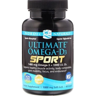 Омега-D3 спорт, Nordic Naturals,1000 мг, 60 кап.