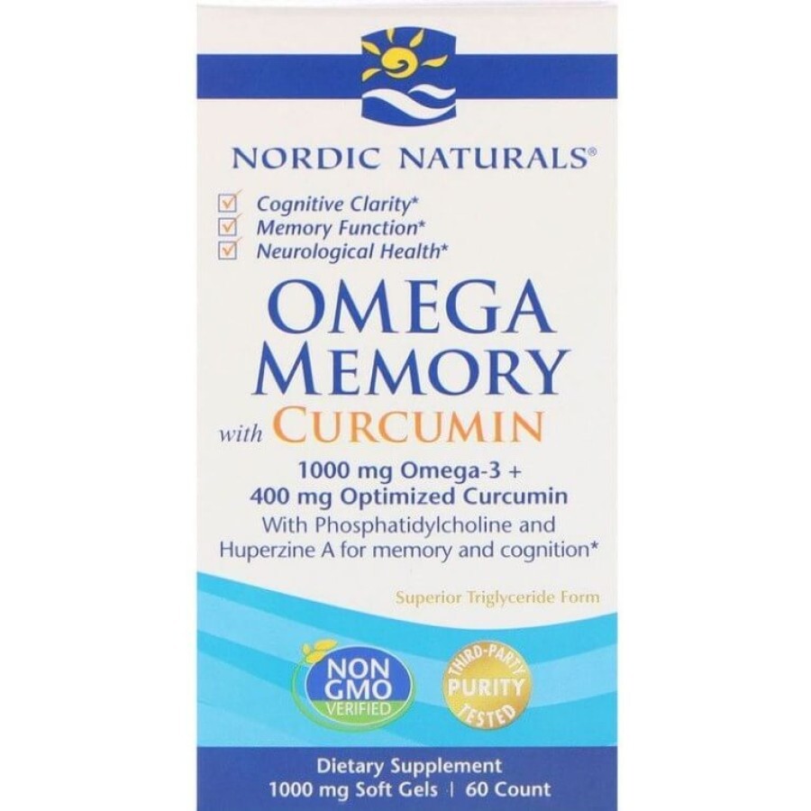 Омега с куркумином для памяти (Omega Memory), Nordic Naturals, 975 мг, 60 капсул: цены и характеристики