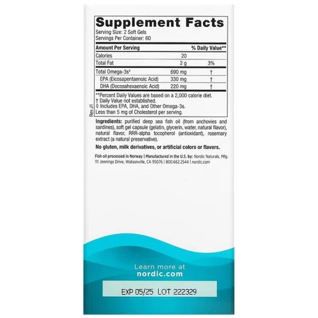 Очищений риб'ячий жир, Omega-3, Nordic Naturals, лимон, 690 мг, 120 капсул: ціни та характеристики