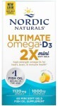 Рыбий жир с витамином Д3, Ultimate Omega 2X, Nordic Naturals, лимон, 60 гелевых мини капсул