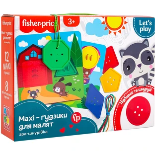 Розвиваюча іграшка Гра-шнурівка Fisher Price Maxi-ґудзики (укр)
