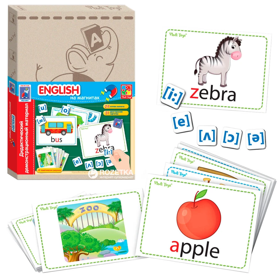 Навчальний набір Vladi Toys Дидактичний матеріал з магнітами English: ціни та характеристики