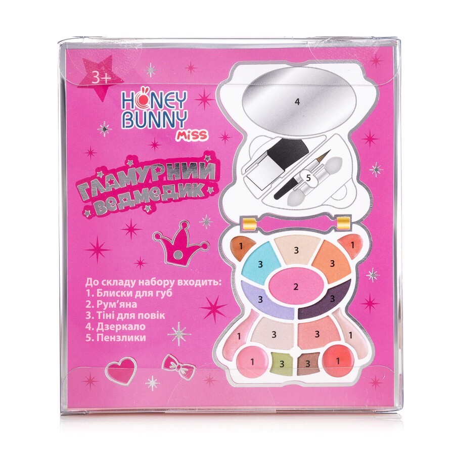 Honey Bunny Miss Набор для девочек Гламурный мишка (блески для губ, румяна, тени, зеркало, кисточки): цены и характеристики