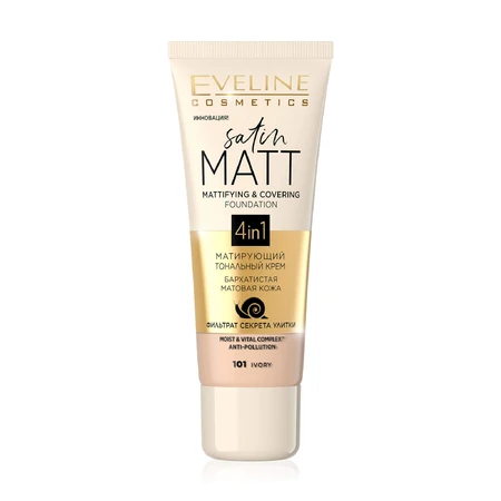 Тональный крем матирующий Satin Matt Mattifying &Covering Foundation 101, Eveline Cosmetics: цены и характеристики