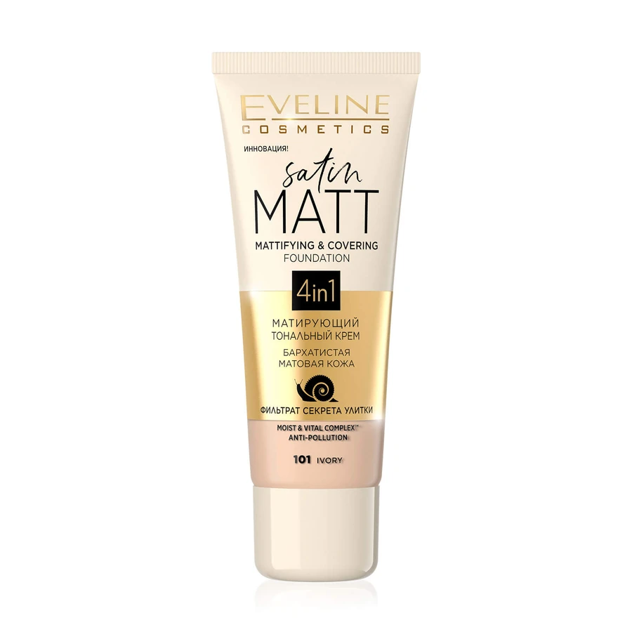 Тональный крем матирующий Satin Matt Mattifying &Covering Foundation 101, Eveline Cosmetics: цены и характеристики