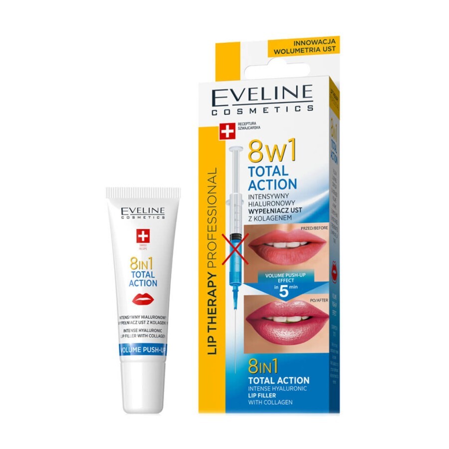 Интенсивный гиалуроновый филлер для губ с коллагеном Lip Therapy Professional 8 в 1, 12мл, Eveline Cosmetics: цены и характеристики