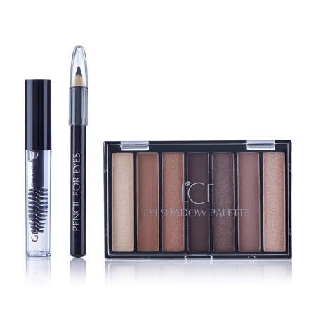 Набор подарочный для макияжа Beauty (косметичка, мини палетка для глаз, карандаш для глаз Черный, гель для бровей), LCF: цены и характеристики