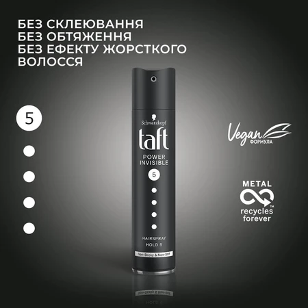 Лак для волосся Пауер Невидима фіксація 250 мл, Taft: ціни та характеристики