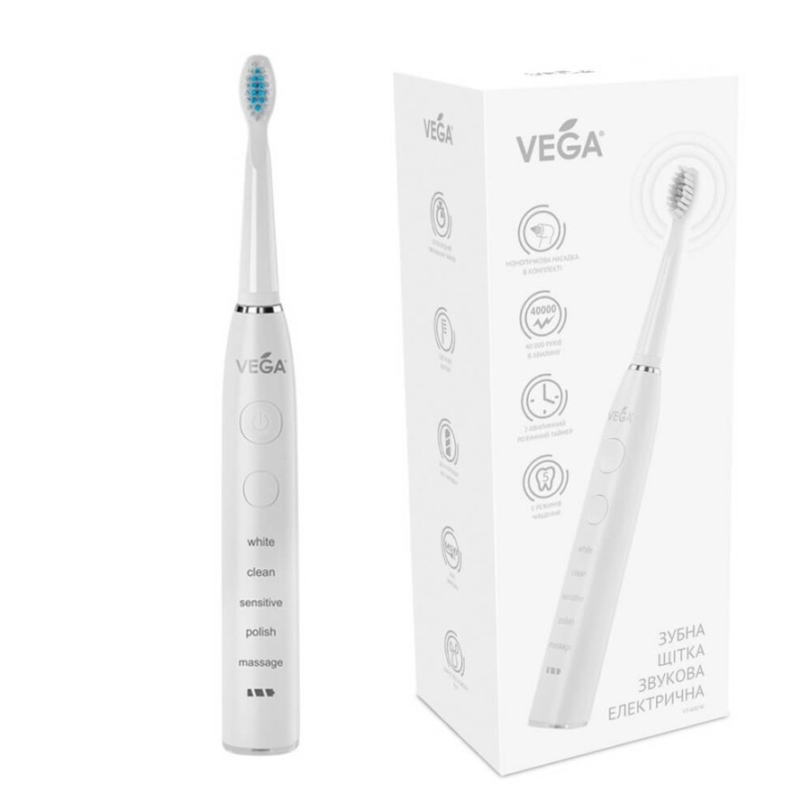 Электрическая звуковая зубная щетка Vega VT-600 Цвет - черный: цены и характеристики