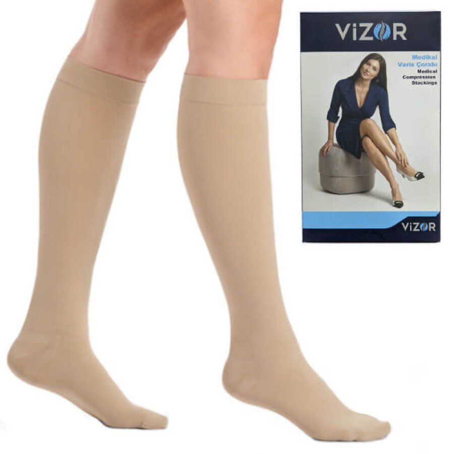 Компрессионные гольфы Vizor (Визор) 1 класс, с открытым / закрытым носком Цвет - бежевый Тип носка - Открытый Размер - 4: цены и характеристики