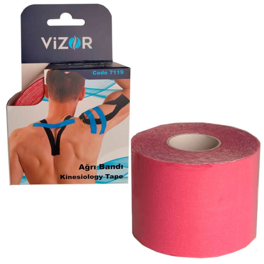 Кинезиотейп Vizor (Визор) 7119, 5м*5см, розовый: цены и характеристики