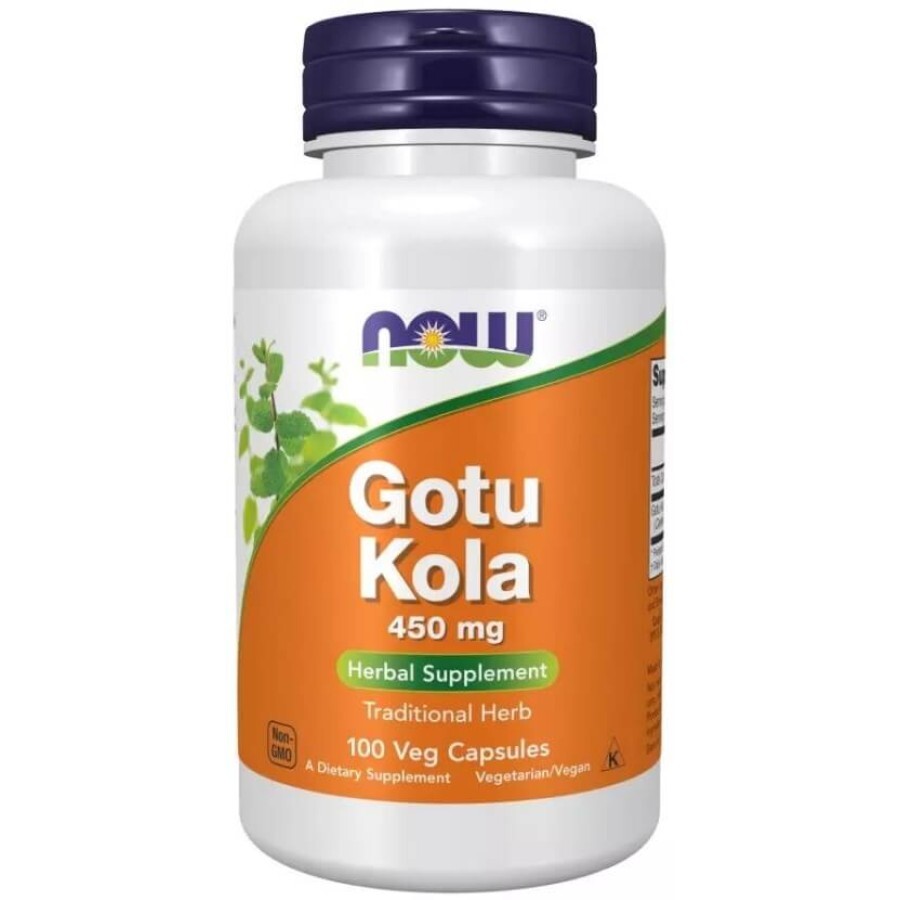 Готу Кола, 450 мг, Gotu Kola, Now Foods, 100 вегетарианских капсул: цены и характеристики