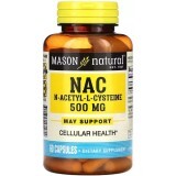 NAC N-ацетил L-цистеин, 500 мг, N-Acetyl L-Cysteine, Mason Natural, 60 капсул
