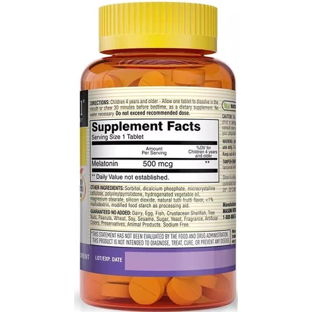 Детский Мелатонин, вкус фруктов, Healthy Kids Melatonin, Mason Natural, 60 таблеток: цены и характеристики