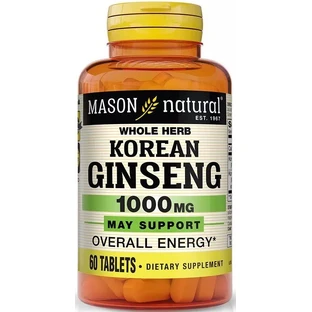 Женьшень Корейський, 1000 мг, Korean Ginseng, Mason Natural, 60 таблеток