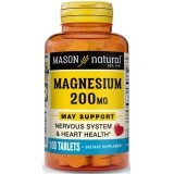 Магний, 200 мг, Magnesium, Mason Natural, 100 таблеток
