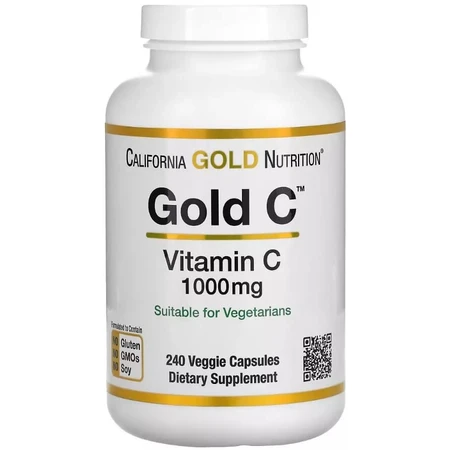 Витамин C, 1000 мг, Gold C, California Gold Nutrition, 240 вегетарианских капсул: цены и характеристики