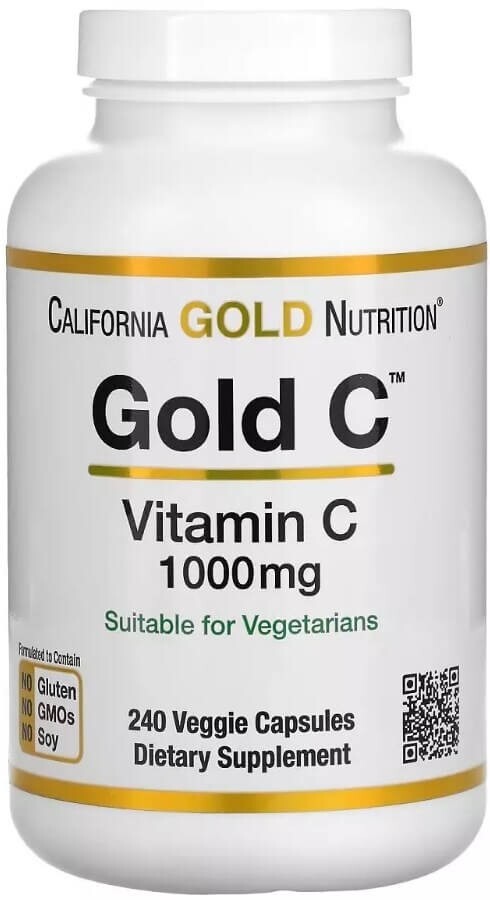 Витамин C, 1000 мг, Gold C, California Gold Nutrition, 240 вегетарианских капсул: цены и характеристики